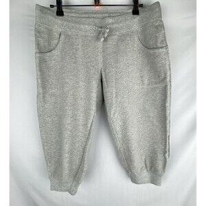 Vtg AERIE Low Rise Skimmer Sweatpants Sz M Gray Capri Y2K Raw Edge logo